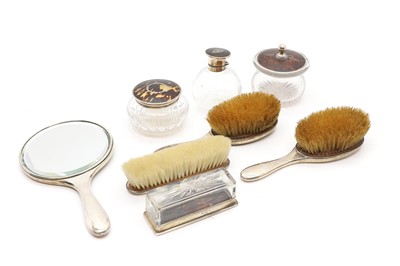 Lot 38 - A silver and tortoiseshell dressing table set