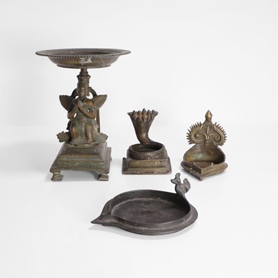 Lot 218 - An Indian bronze Garuda lamp stand