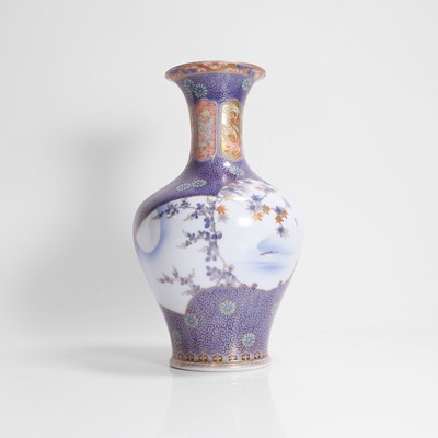 Lot 250 - A Japanese polychrome porcelain vase