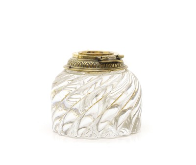 Lot 194 - A glass and brass mounted inkwell