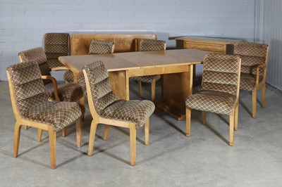 Lot 78 - An Art Deco burr maple dining suite
