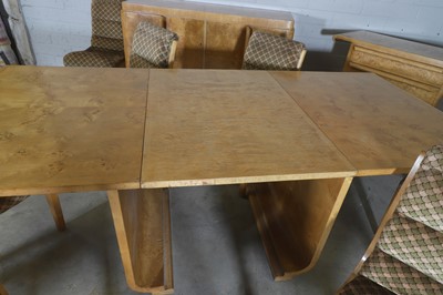 Lot 78 - An Art Deco burr maple dining suite