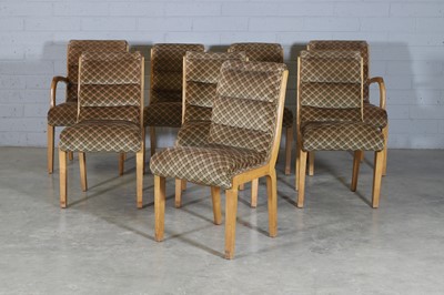 Lot 78 - An Art Deco burr maple dining suite