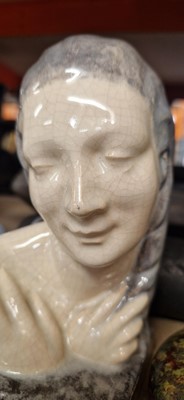 Lot 75 - A pair of French Art Deco pottery 'The Secret' bookends