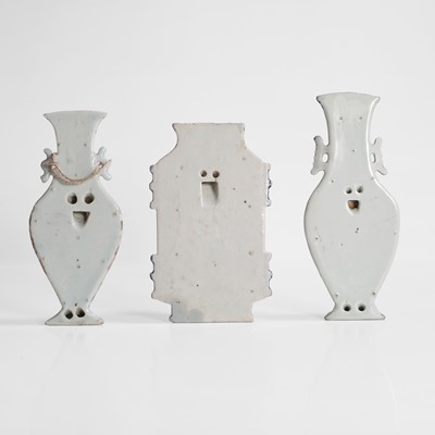 Lot 69 - Three Chinese blue and white wall vases