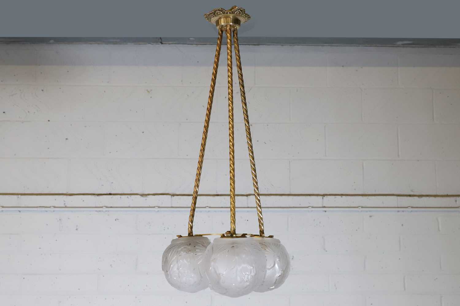 Lot 53 - A Muller Frères 'Boules Paons' glass ceiling light