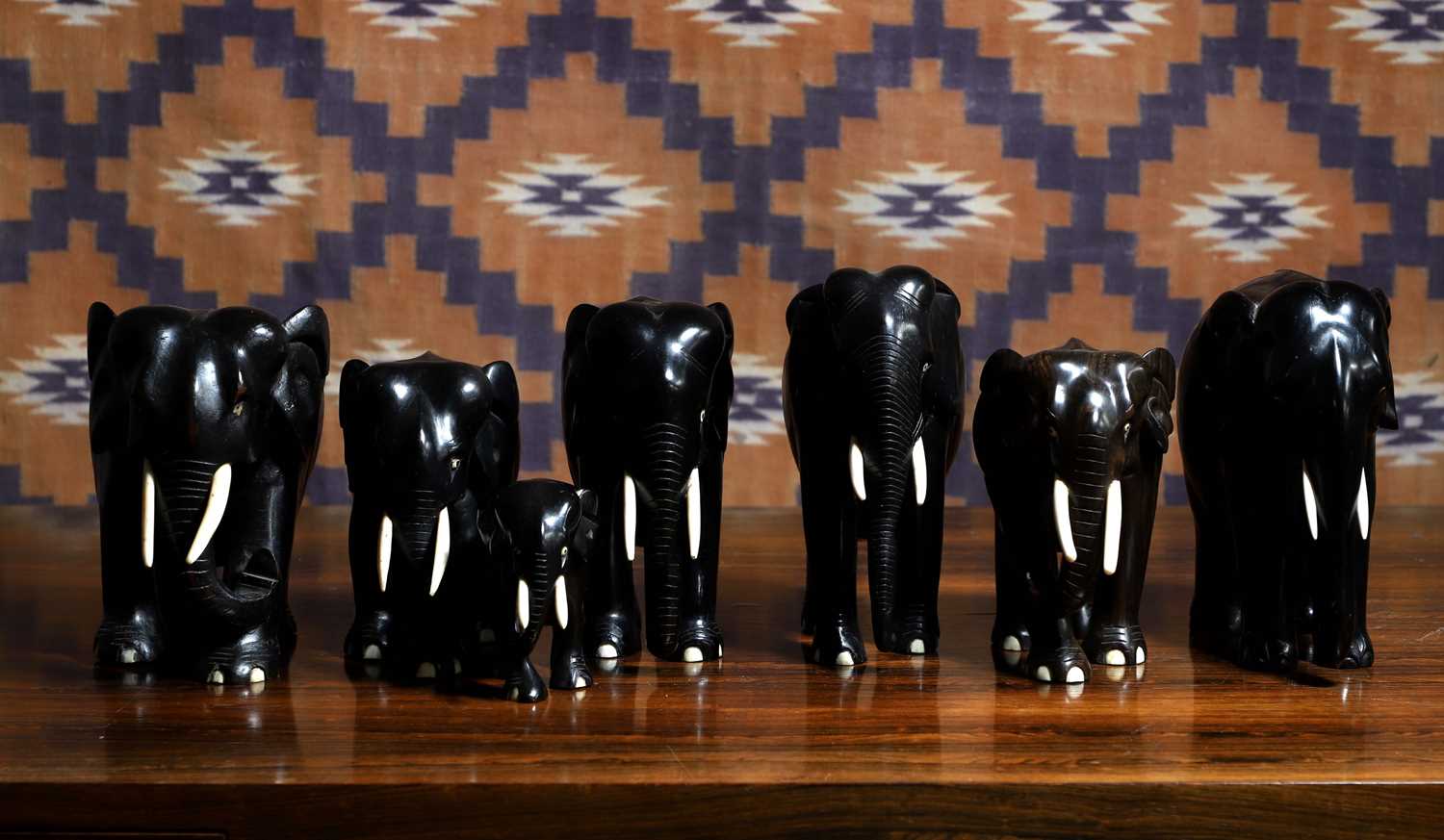 Lot 549 - A group of Indian ebony elephant figures