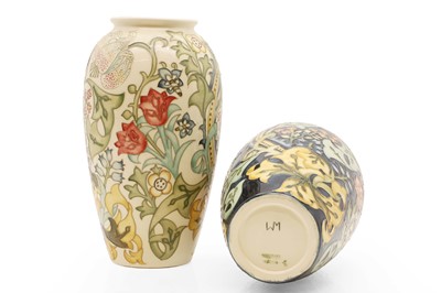 Lot 106 - Two Moorcroft pottery 'William Morris Golden Lily' vases
