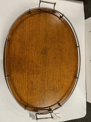 Lot 33 - A collection of oak and mahogany trays