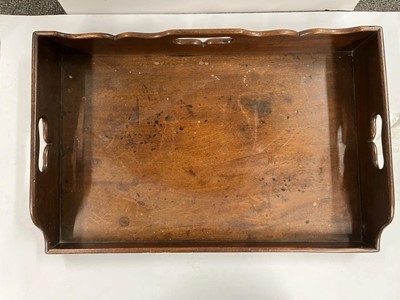 Lot 33 - A collection of oak and mahogany trays