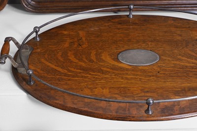 Lot 33 - A collection of oak and mahogany trays