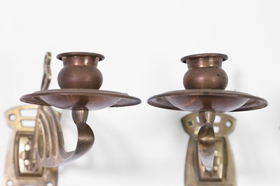 Lot 46 - A pair of Art Nouveau brass wall sconces