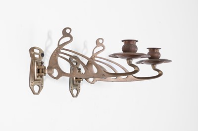 Lot 46 - A pair of Art Nouveau brass wall sconces