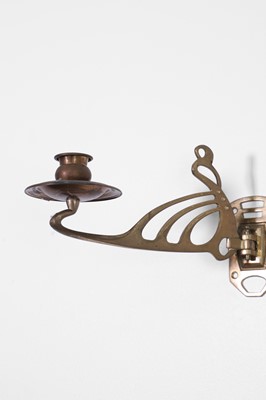Lot 46 - A pair of Art Nouveau brass wall sconces
