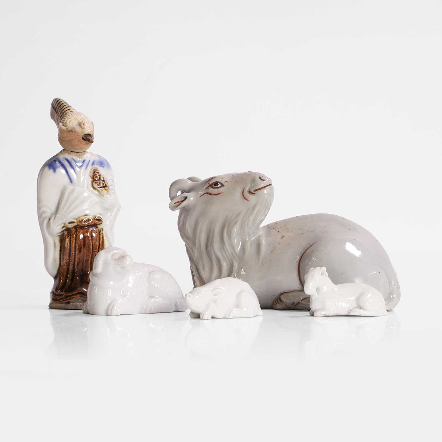 Lot 36 - A collection of Japanese Hirado ware porcelain okimono