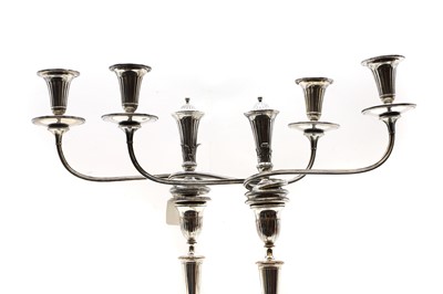 Lot 53 - A pair of silver plated candelabra