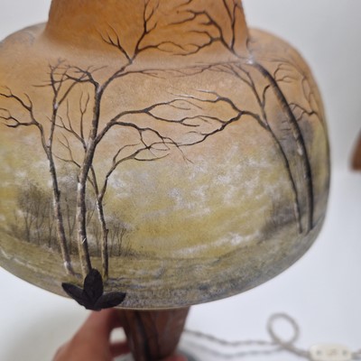 Lot 61 - A Daum 'Winter Landscape' lamp
