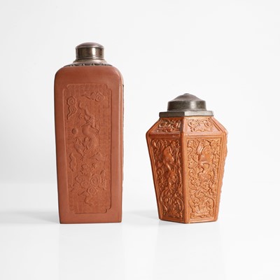 Lot 21 - Two Chinese Yixing stoneware tea caddies