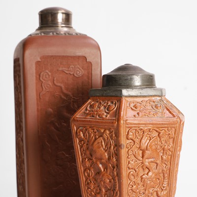 Lot 21 - Two Chinese Yixing stoneware tea caddies