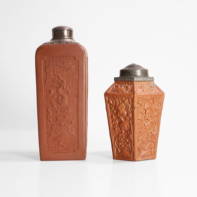 Lot 21 - Two Chinese Yixing stoneware tea caddies