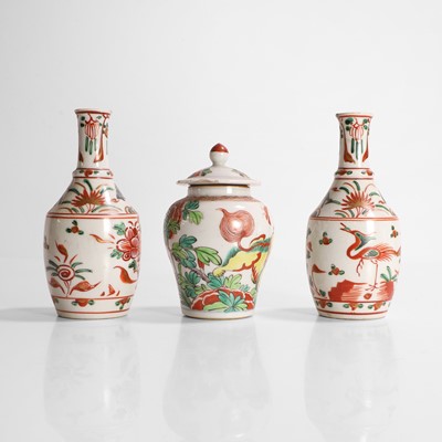 Lot 81 - A pair of Chinese wucai vases