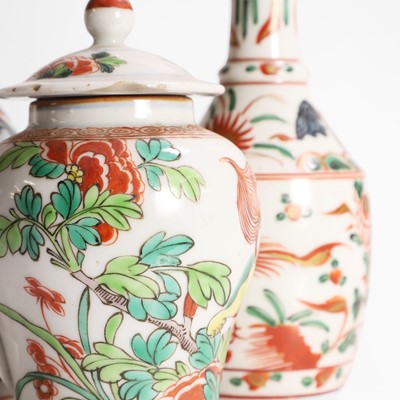 Lot 81 - A pair of Chinese wucai vases