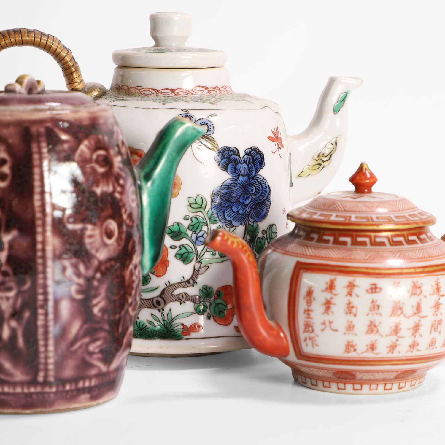 Lot 84 - A collection of three Chinese and Japanese export teapots