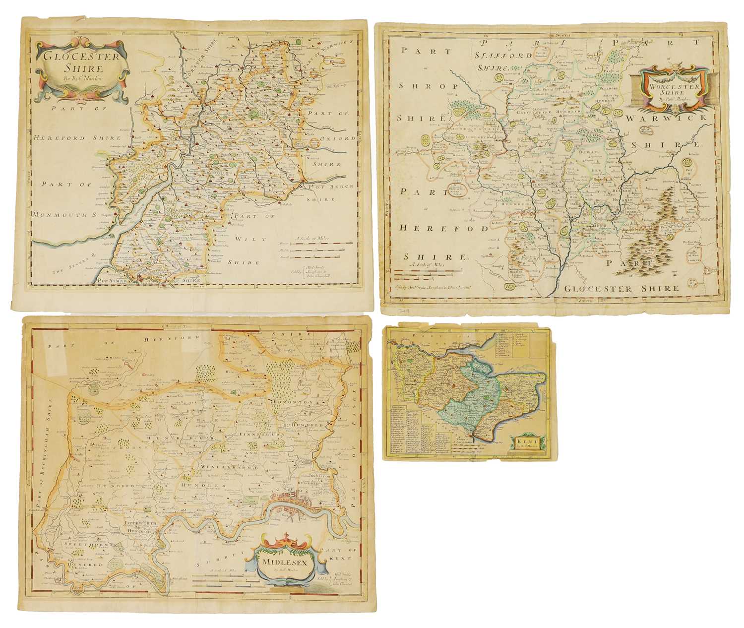 Lot 402 - Morden: Four Maps (all 41 x 34cm & hand coloured): Gloucestershire