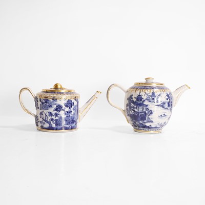 Lot 124 - Two Chinese export blue and white teapots