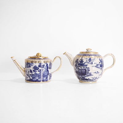 Lot 124 - Two Chinese export blue and white teapots