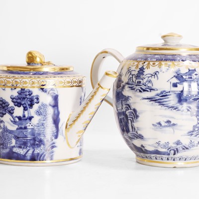 Lot 124 - Two Chinese export blue and white teapots