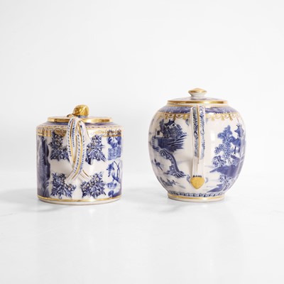 Lot 124 - Two Chinese export blue and white teapots