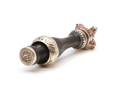 Lot 13 - A Victorian ebony and silver mounted tipstaff