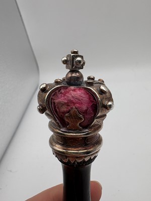 Lot 13 - A Victorian ebony and silver mounted tipstaff