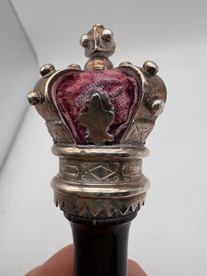 Lot 13 - A Victorian ebony and silver mounted tipstaff