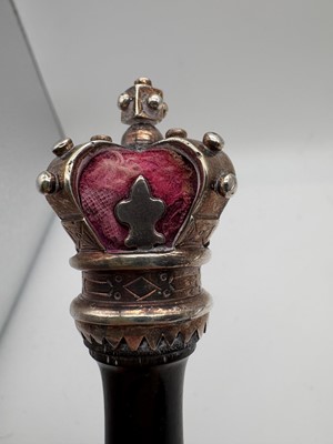 Lot 13 - A Victorian ebony and silver mounted tipstaff