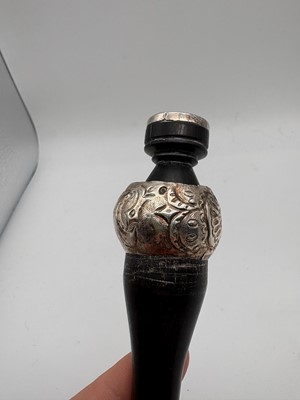 Lot 13 - A Victorian ebony and silver mounted tipstaff