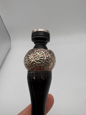 Lot 13 - A Victorian ebony and silver mounted tipstaff