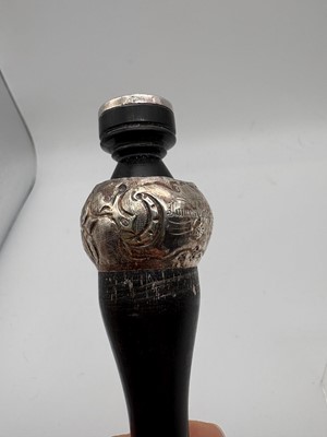 Lot 13 - A Victorian ebony and silver mounted tipstaff