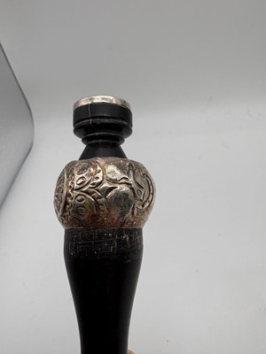 Lot 13 - A Victorian ebony and silver mounted tipstaff