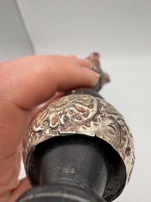 Lot 13 - A Victorian ebony and silver mounted tipstaff