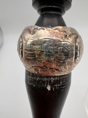 Lot 13 - A Victorian ebony and silver mounted tipstaff
