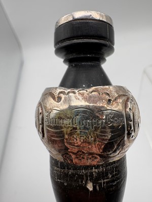 Lot 13 - A Victorian ebony and silver mounted tipstaff