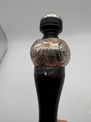 Lot 13 - A Victorian ebony and silver mounted tipstaff