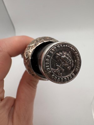 Lot 13 - A Victorian ebony and silver mounted tipstaff