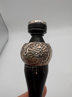 Lot 13 - A Victorian ebony and silver mounted tipstaff