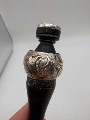 Lot 13 - A Victorian ebony and silver mounted tipstaff