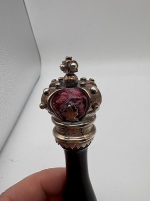 Lot 13 - A Victorian ebony and silver mounted tipstaff