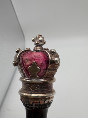 Lot 13 - A Victorian ebony and silver mounted tipstaff