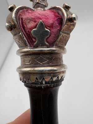 Lot 13 - A Victorian ebony and silver mounted tipstaff